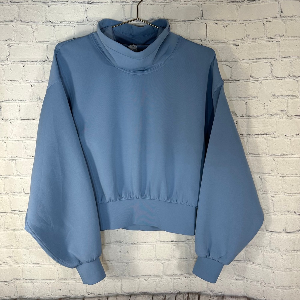 Lululemon Full Flourish Pullover Blue Cropped Funnel Neck Sweatshirt Size 4